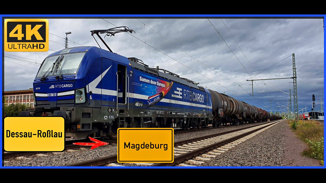 【4K】 Führerstandsmitfahrt  Cab Ride Dessau HBF  nach Magdeburg HBF über Gommern,Königsborn
