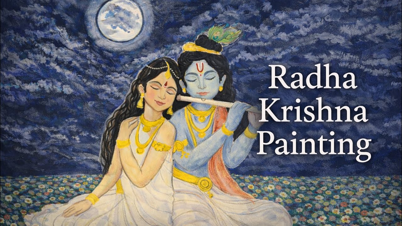 Beautiful Radha Krishna painting l Divine love 🎨 art 