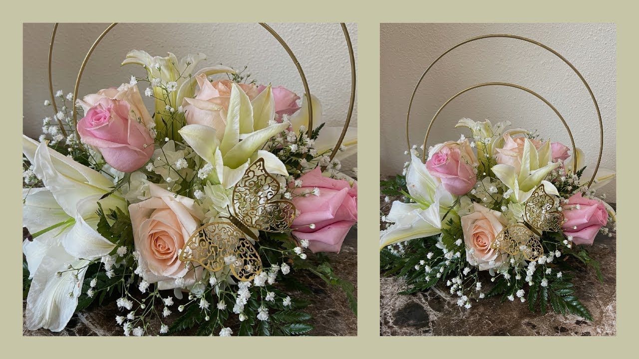 Centro de mesa con aros para #quinceañera