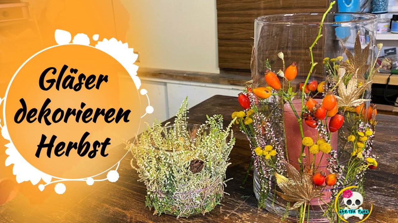 Herbstdeko Gl&auml;ser ( HERBSTDEKO WINDLICHT ) Herbstdeko selber machen