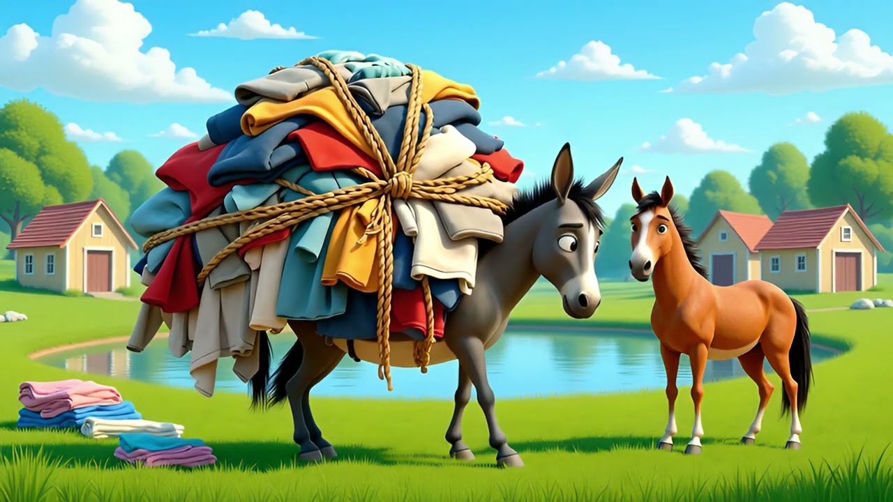 The Horse and the Donkey cartoon | Nursery Storytelling | Kids Moral Stories #kidslearningvideos