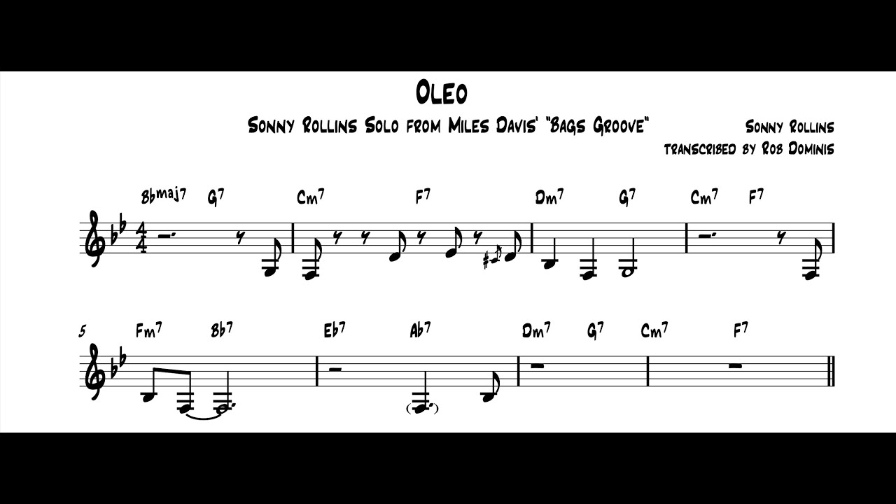 Sonny Rollins Solo Transcription on Oleo