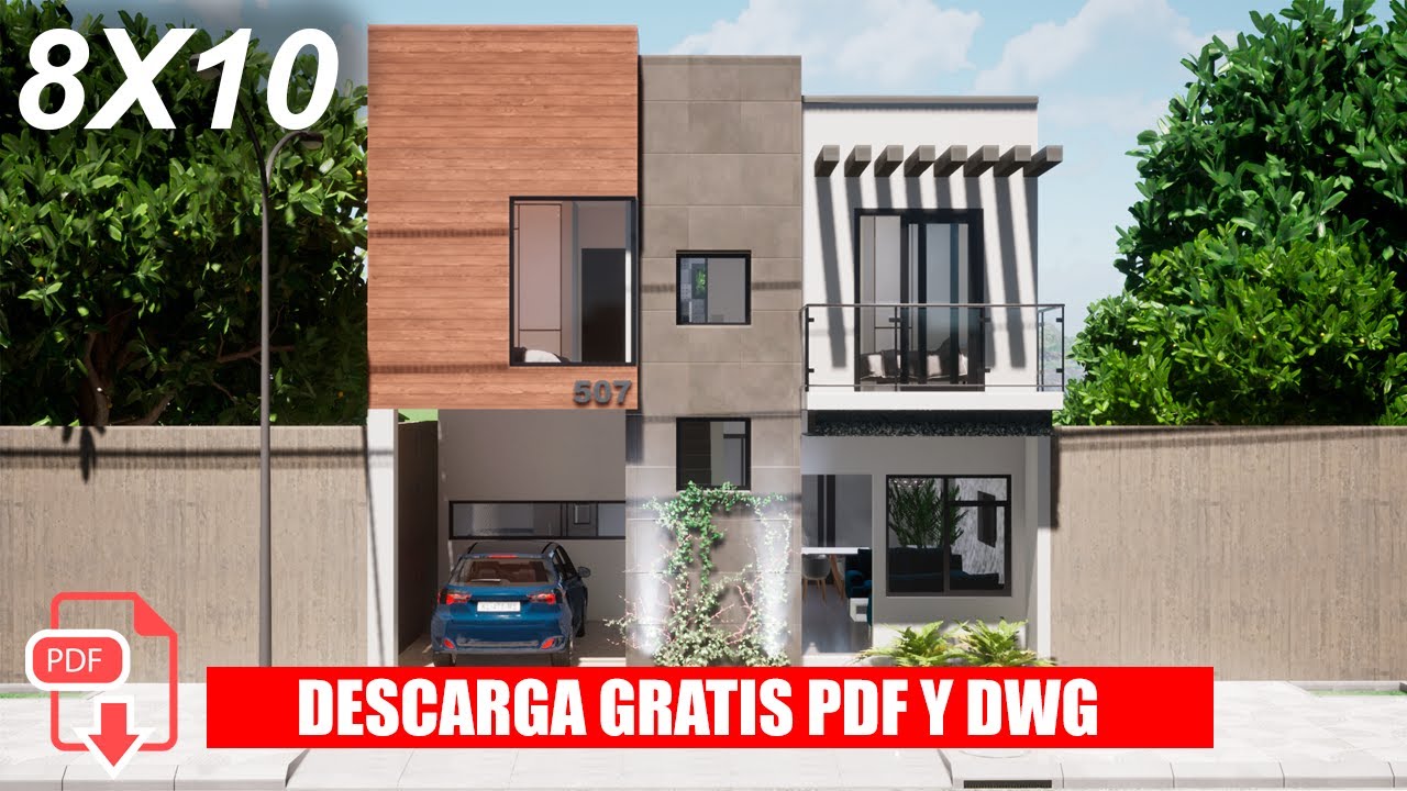 Plano de Casa de 8 X 10 Metros con 4 HABITACIONES / HOUSE PLANS 8 X 10 / RUMAH 8 X 10