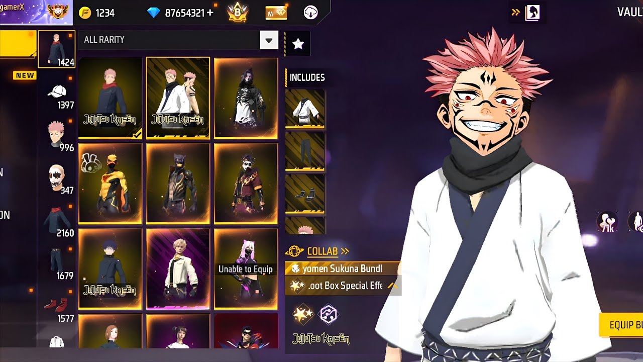 FREE FIRE &times; JJK NEW EVENT FREE REWARDS 🥳 FREE BUNDLES 😱NOOB TO PRO ACCOUNT 💎 OB 52 UPDATE FREE FIRE🔥