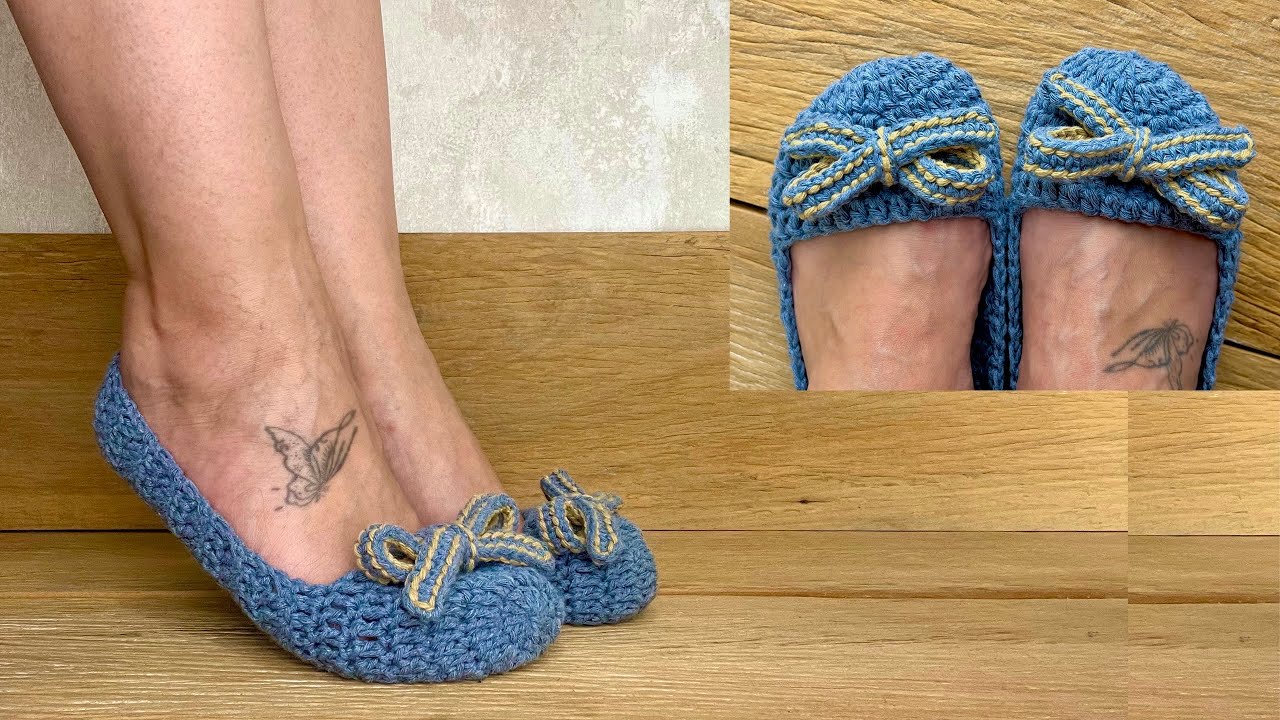 Pantufa de crochê/ Sapatinho lindo, fácil e econômico/ Sapatilha de croche/ Crochet Slippers