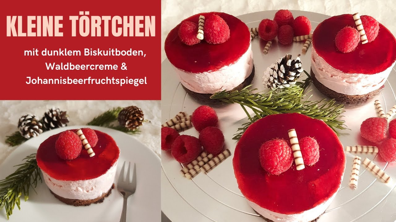 KLEINE TÖRTCHEN-mit dunklem Biskuitboden, Waldbeercreme & Johannisbeerfruchtspiegel/ FoodandBeverage