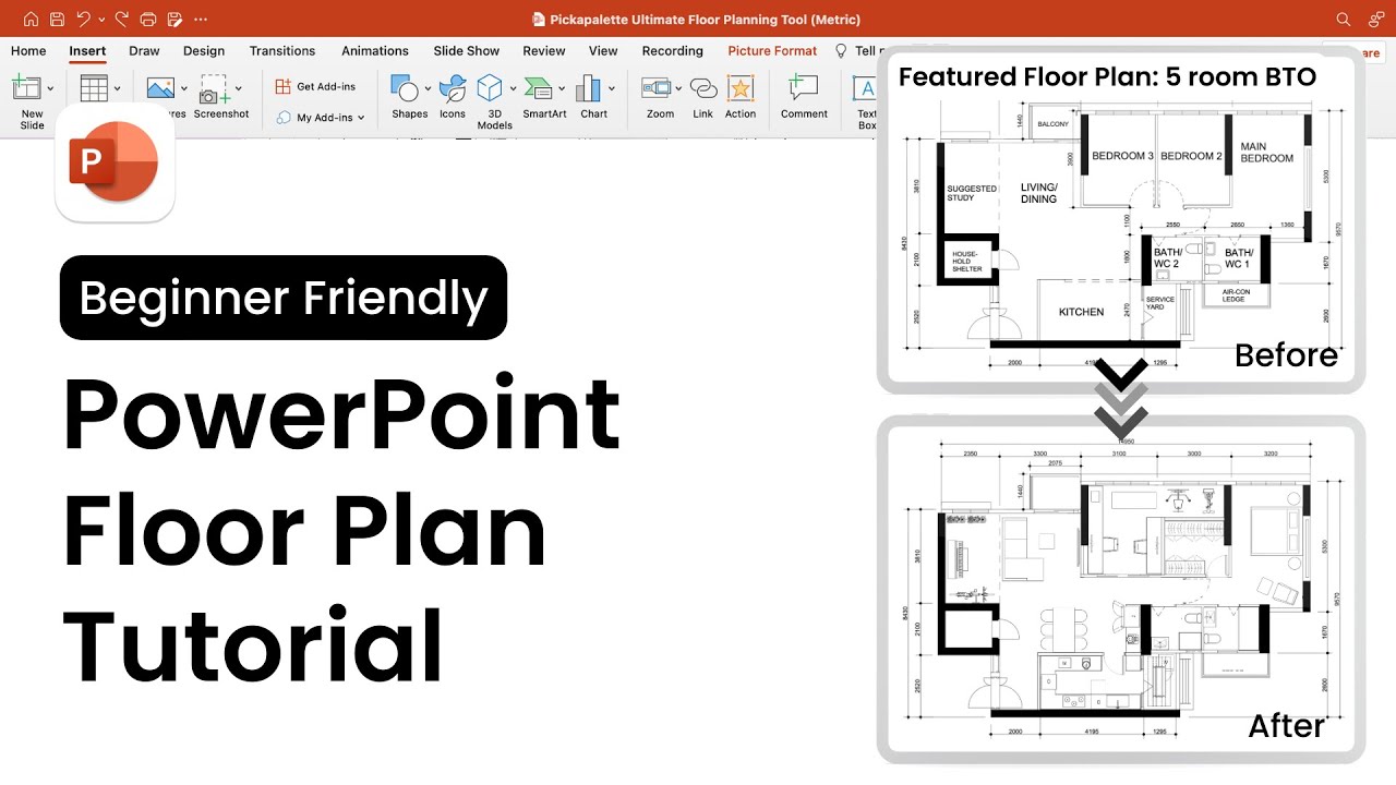 Как нарисовать план этажа в PowerPoint — просто, точно, идеально подходит для HDB/BTO/Condo
