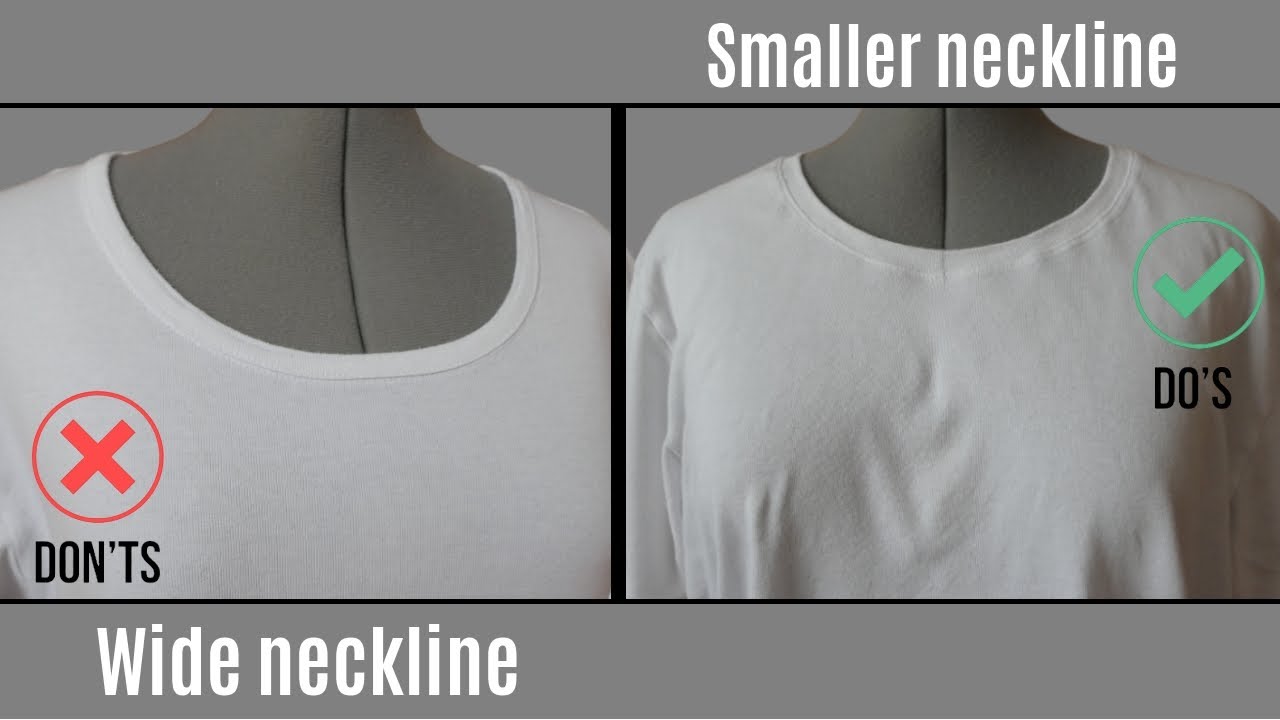 DIY Downsizing a wide neckline Tutorial | How to alter wide neckline into a smaller neckline | Hacks
