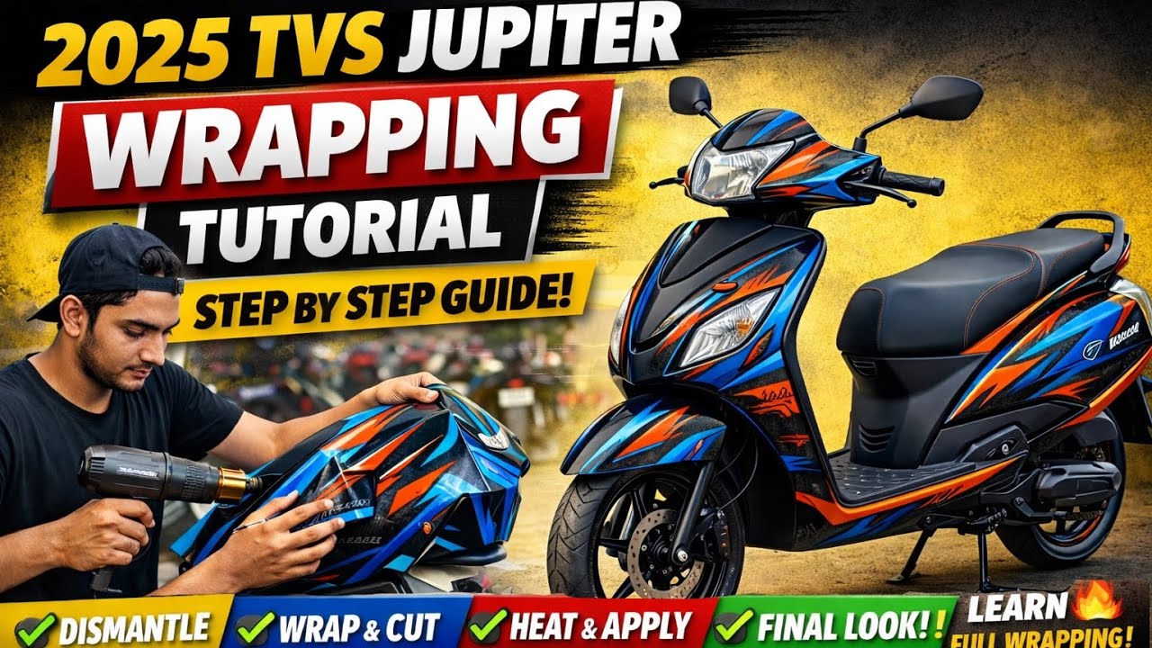 🚀 2025 TVS Jupiter Full Wrapping Video | Step By Step Wrapping Tutorial 🛵🔥