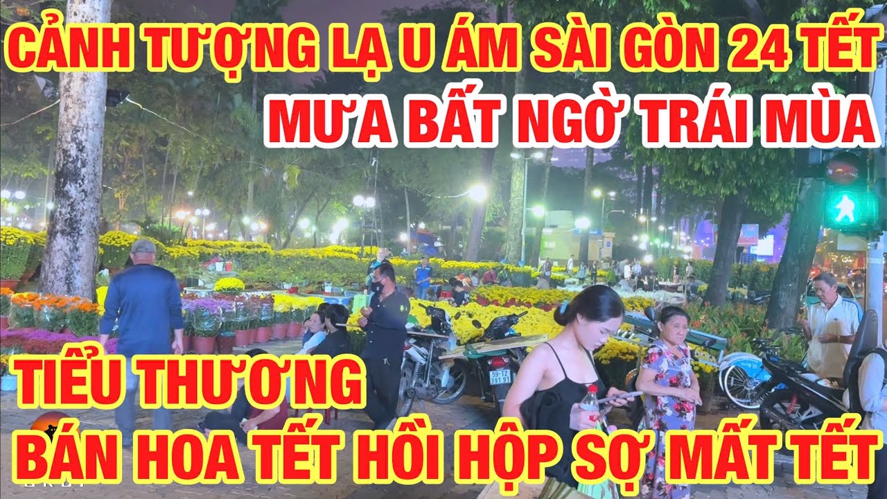 CẢNH TƯỢNG U ÁM BẦU TRỜI SÀI GÒN SAU MƯA NGÀY 24 TẾT TIỀU THƯƠNG BÁN HOA HỒI HỘP SỢ Ế