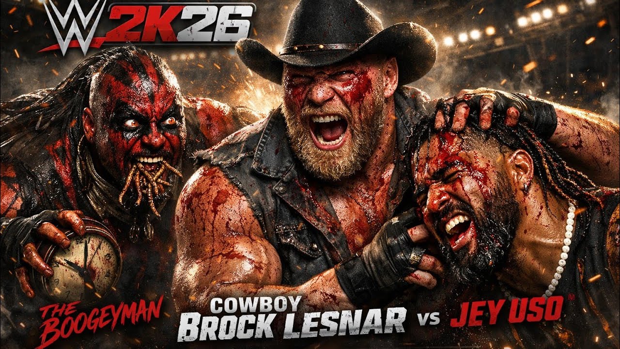 Brock Lesnar vs Jey Uso vs Boogeyman – Brutal Triple Threat Match | WWE 2K26 