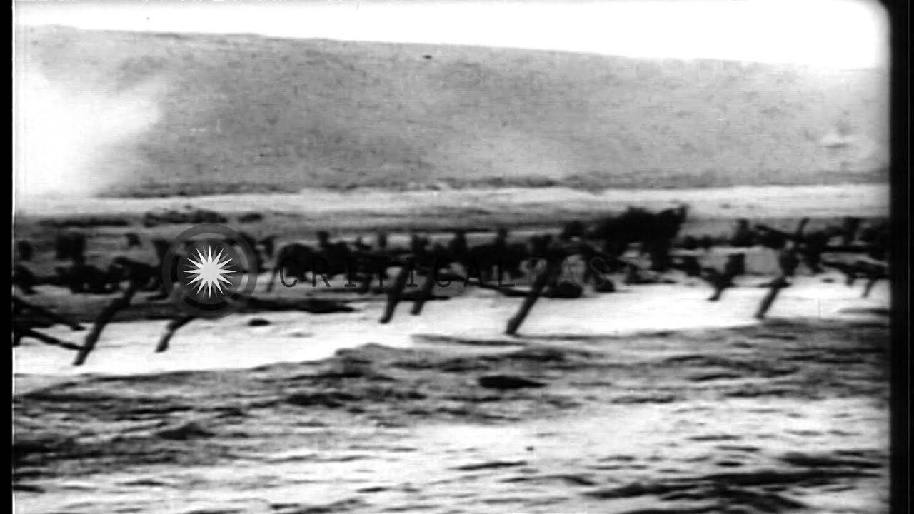 D-Day invasion of Europe at Normandy by British and American allied air, sea, and...HD Stock Footage