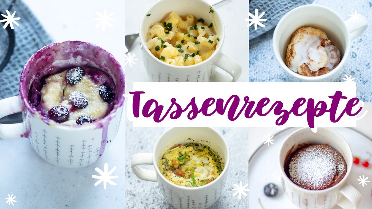 5 schnelle Tassen Rezepte für die Mikrowelle | Tassenkuchen & Tassen Essen in 5 Minuten