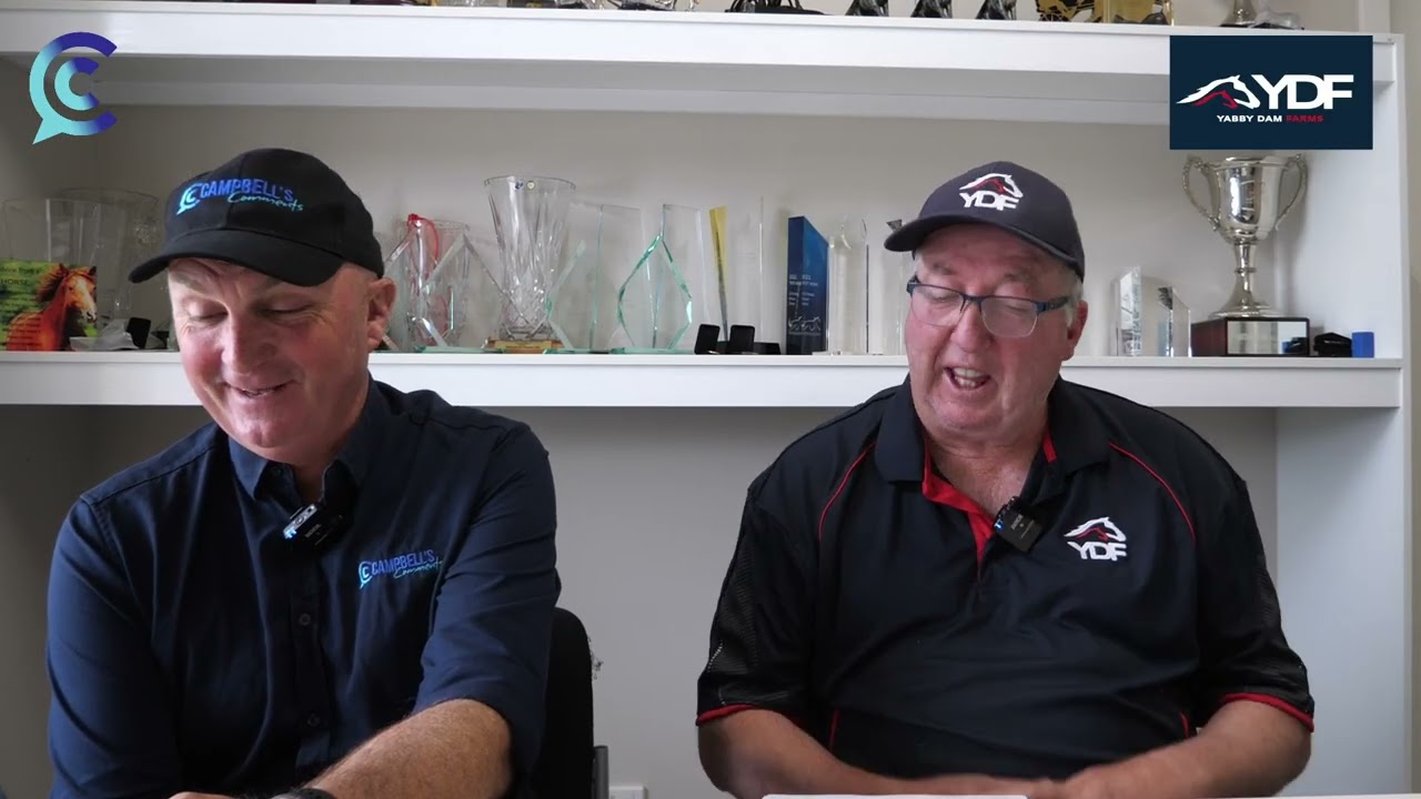 CC with Pat Driscoll and the 2026 NZB Standardbred yearlings being offered up by Yabby Dam Farms
