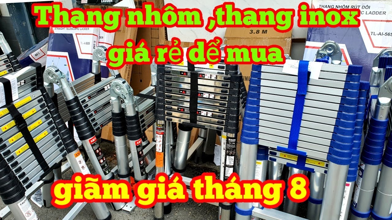 💯 Thang nhôm rút DIY và Thang inox khuyến mãi tháng 8 giá rẻ dể mua | Hồng Nhiên