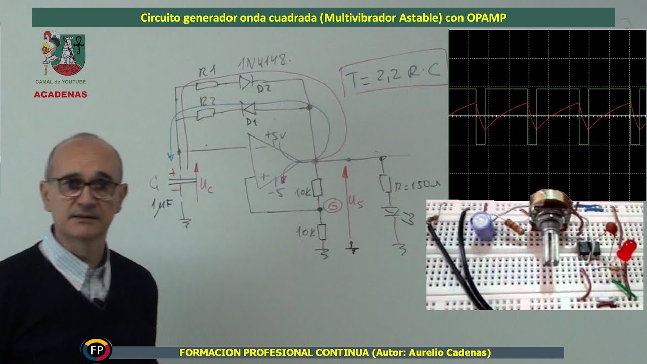 Oscilador onda cuadrada con OPAMP. Funcionamiento y Aplicaciones (Clase 76)