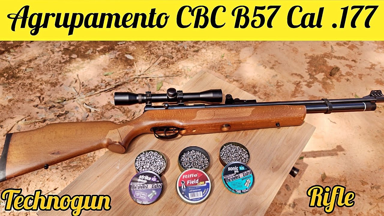 CARABINA DE PRESSÃO CBC BAM B57 .177 LUNETA 4X32 CHUMBOS TECHNOGUN STRIKE, SONIC PRO E SUPER MAGNUM