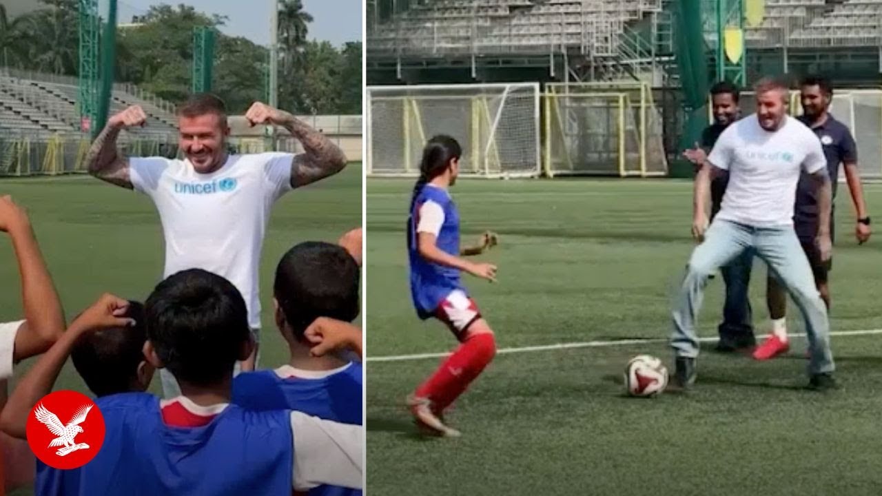 David Beckham wows children with football skills during India visit