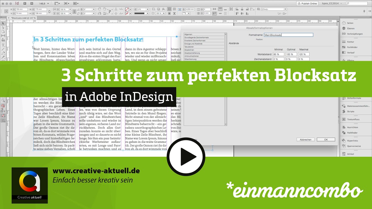 In 3 Schritten zum perfekten Blocksatz in Adobe InDesign