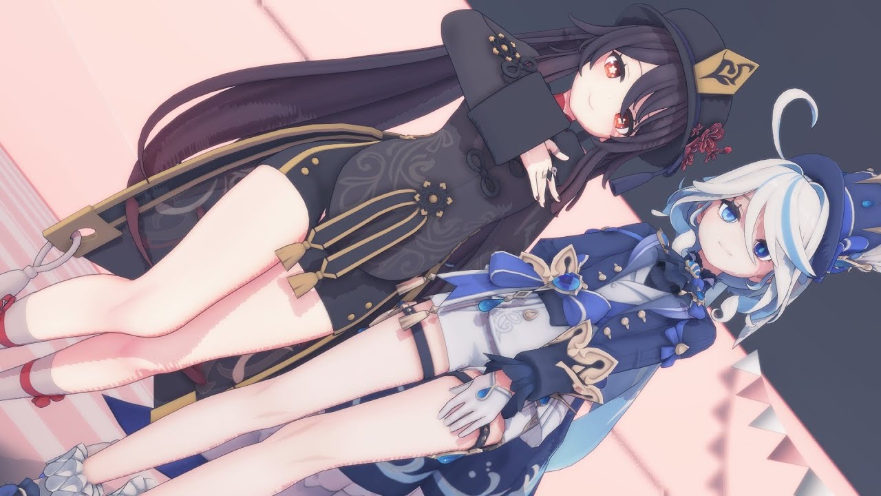 【原神MMD】『Ⅲ (Vo.宝鐘マリン&こぼ・かなえる)』by 胡桃&フリーナ【Genshin Impact/4K】