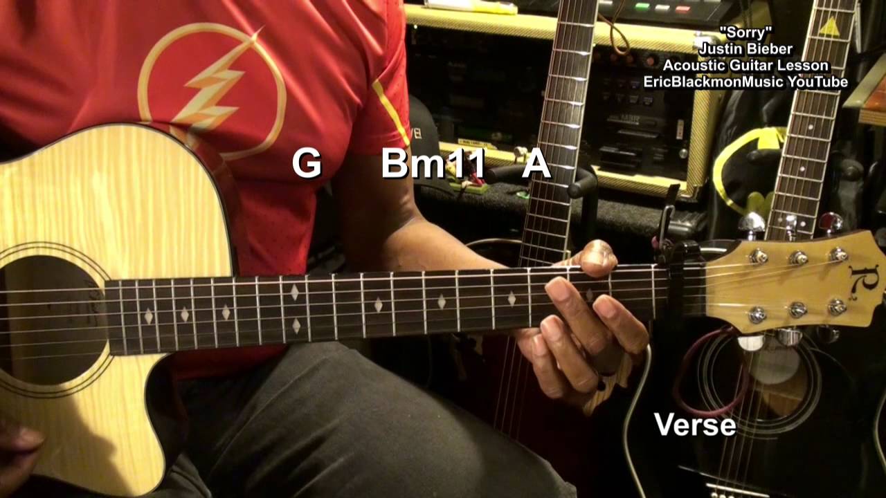 Justin Bieber SORRY Easy Acoustic Guitar Chords  & Strumming Lesson @EricBlackmonGuitar