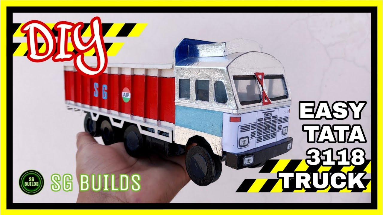 How to make tata 3118 truck from cardboard | diy tata truck | SG Builds