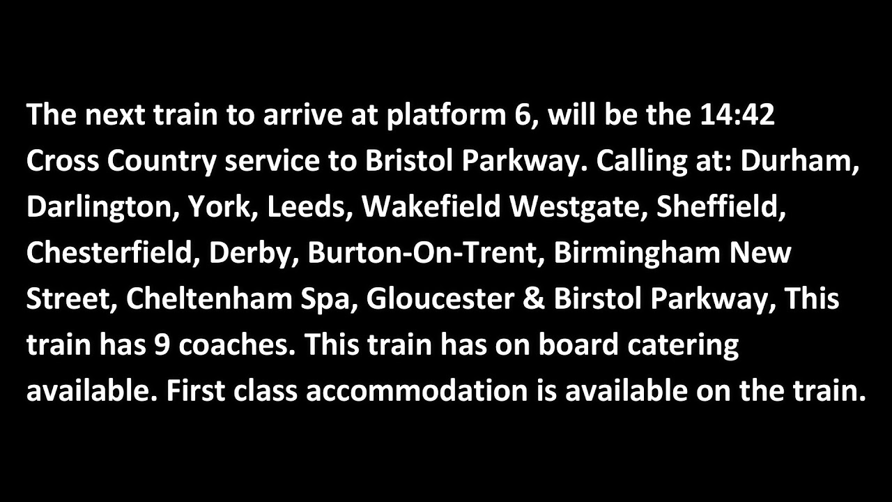 Newcastle Station Announcements (02/09/2021)