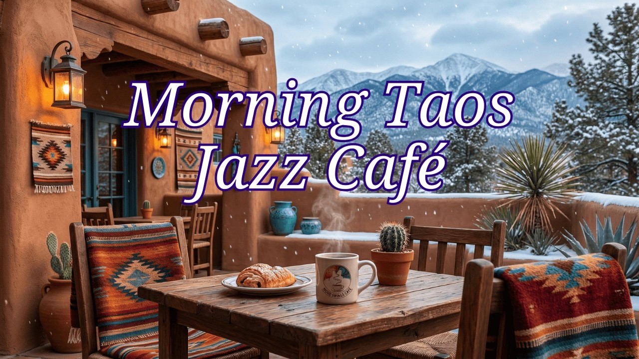 Majestic Mountains & Morning Jazz ☕ Snowy Cafe Ambience for Gentle Focus