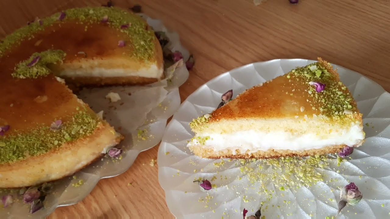 بسبوسة بالكريمة وجديها في مائدة صباح العيد وتهناي خفيفة ولذيذه