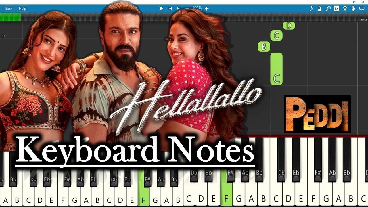Hellallallo Song Keyboard Notes 🎹 | Easy Piano Tutorial | A.R. Rahman | Ram Charan | Peddi