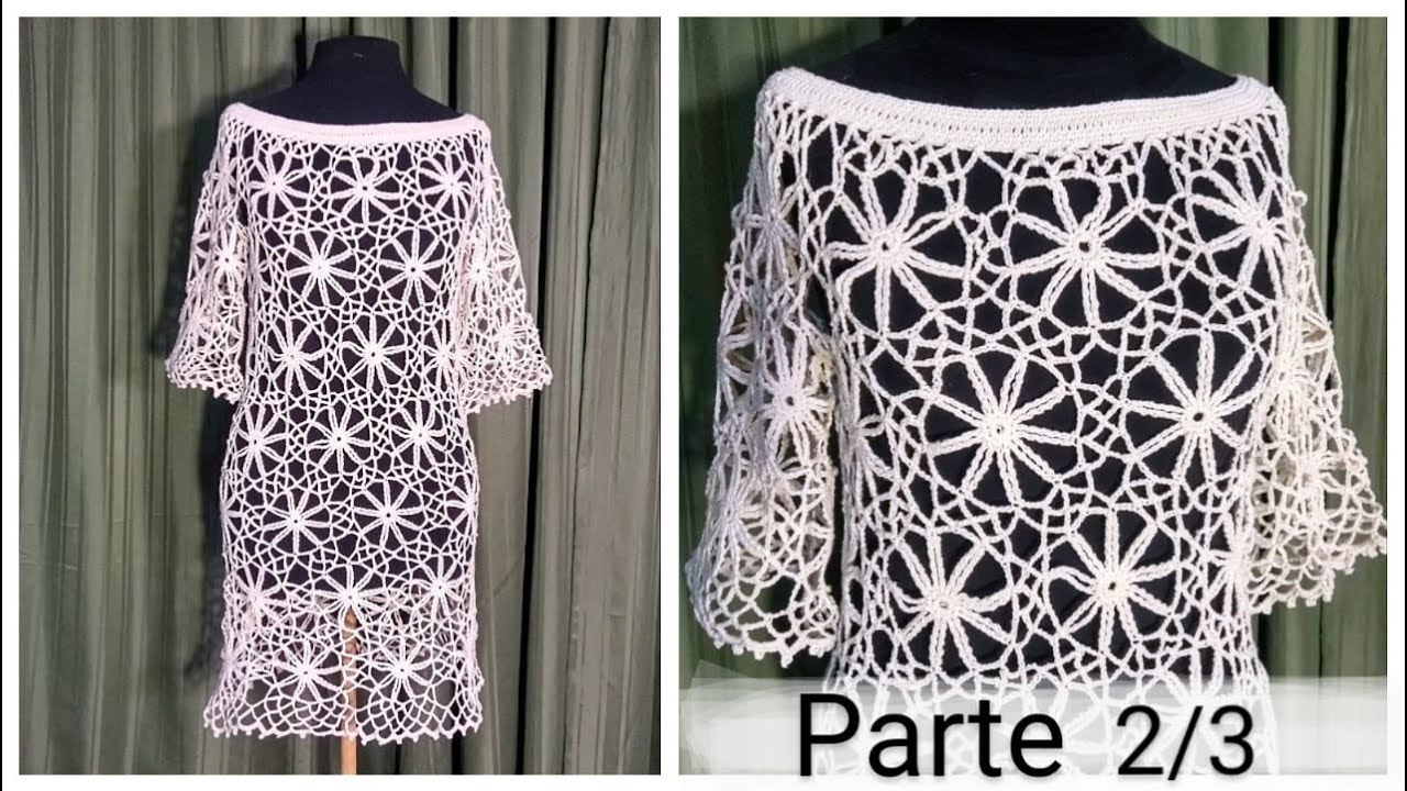 CROCHET, VESTIDO DE PLAYA, PARTE 2/3
