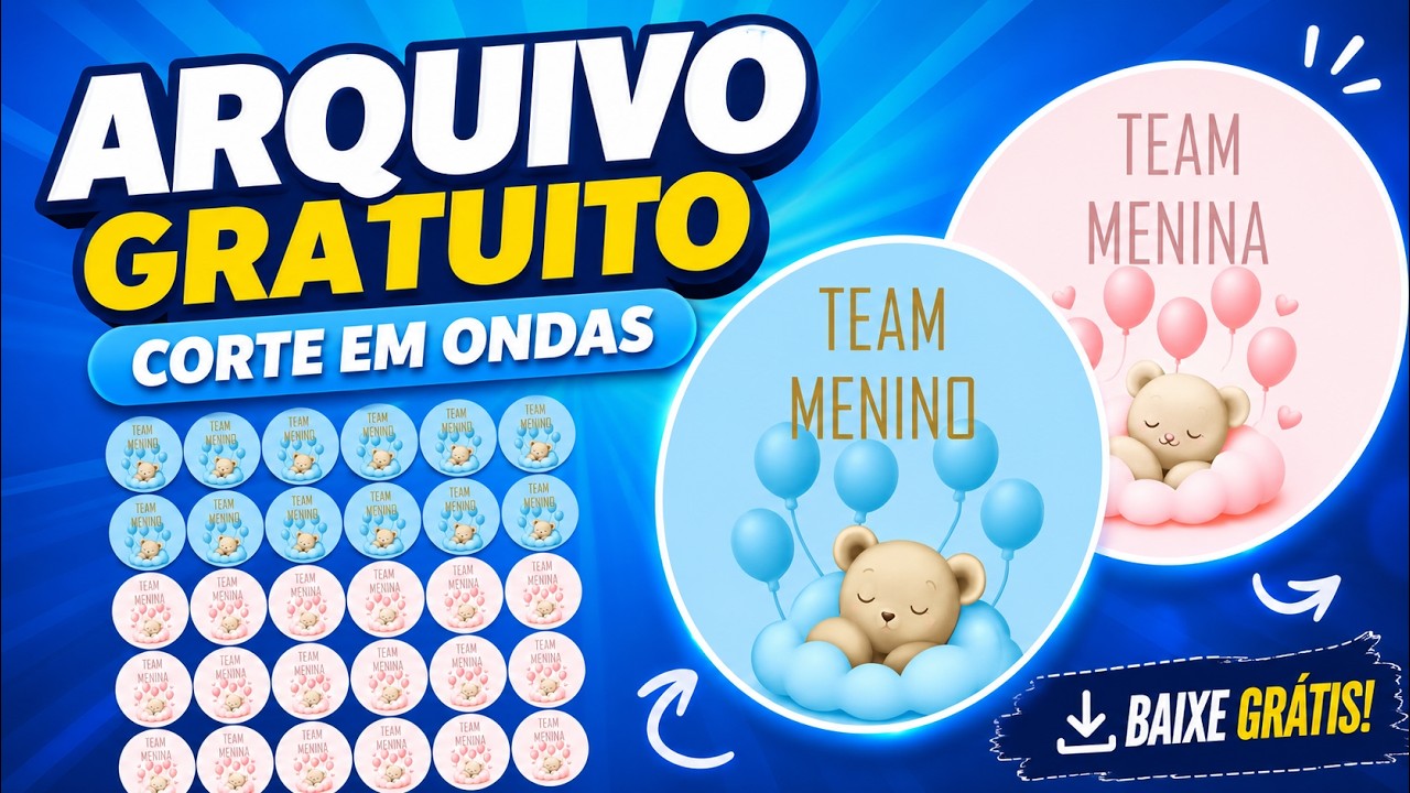 Gráfica Rápida | Arquivo Gratuito chá revelação, e faca corte em ondas.