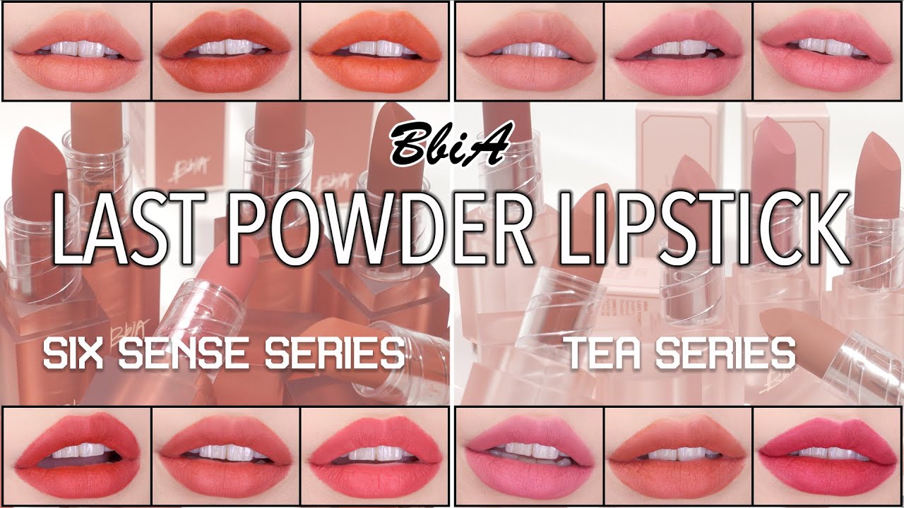 2 Series of BBIA’s LAST POWDER LIPSTICK / Six sense series & Tea series / all colors swatch