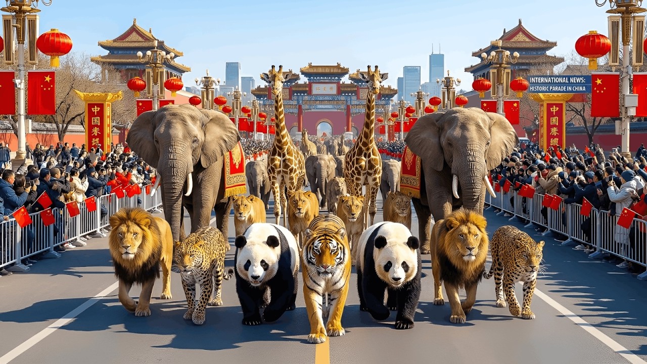 Historic Animal Parade in China 2026 | Elephants, Giraffes, Lions & Pandas in Beijing! 🐘🦒🐼