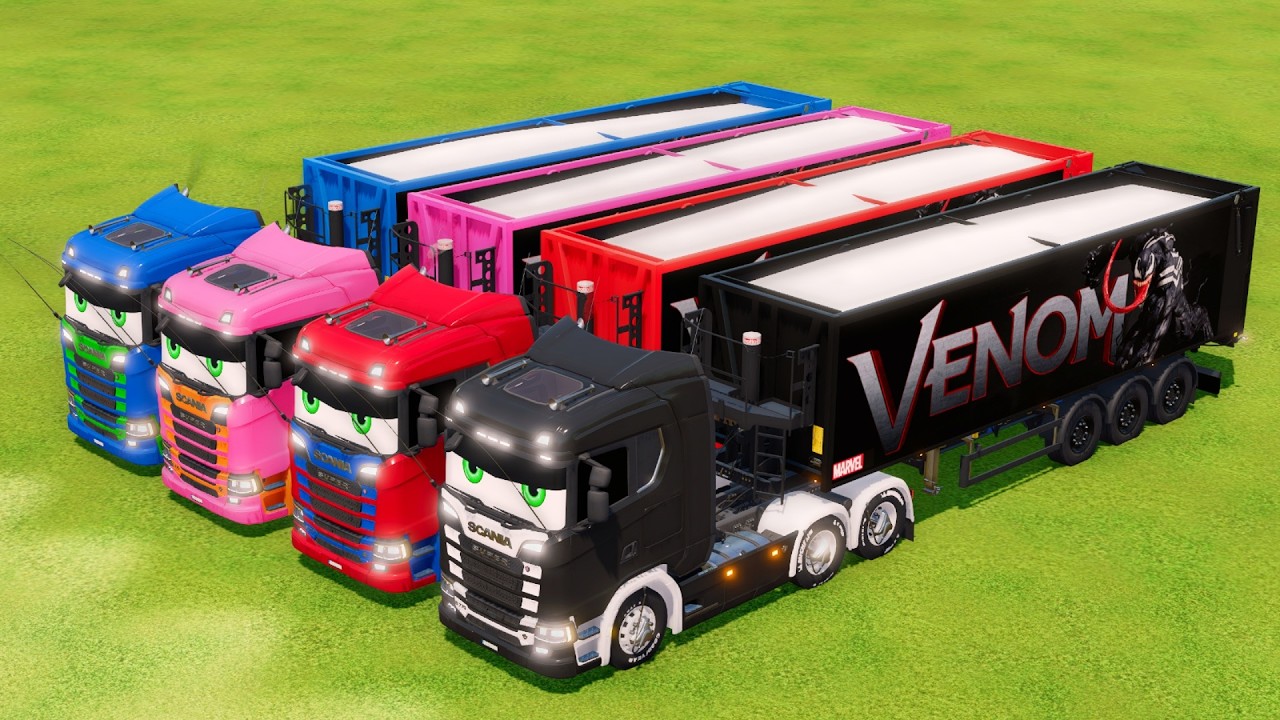 Transporting Colorful Rainbow Trailer Trucks - Farming Simulator 22 #53