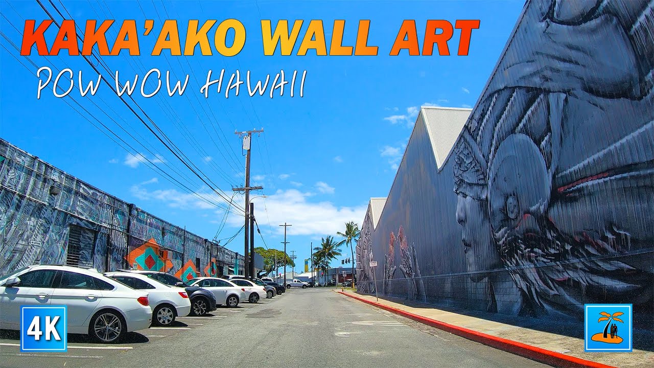Kakaako Wall Art | Hawaii Street Art Driving | Pow Wow Hawaii 🌴 Hawaii 4K Driving