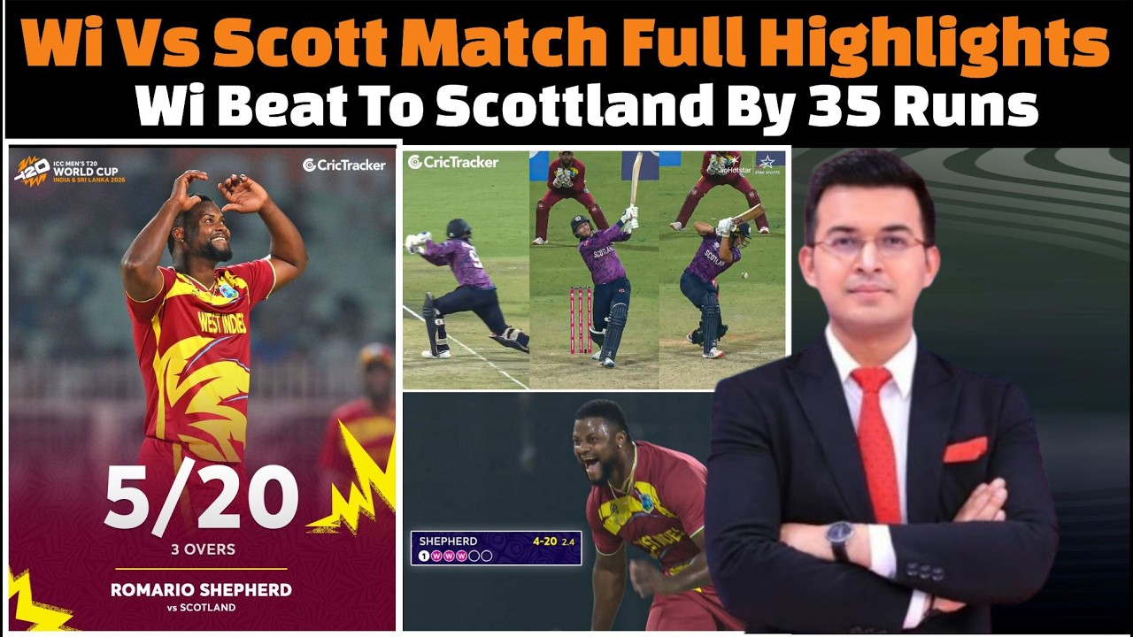 West Indies Vs Scotland Match Highlights /  Icc T20 World Cup 2026 / Wi Vs Scotland.