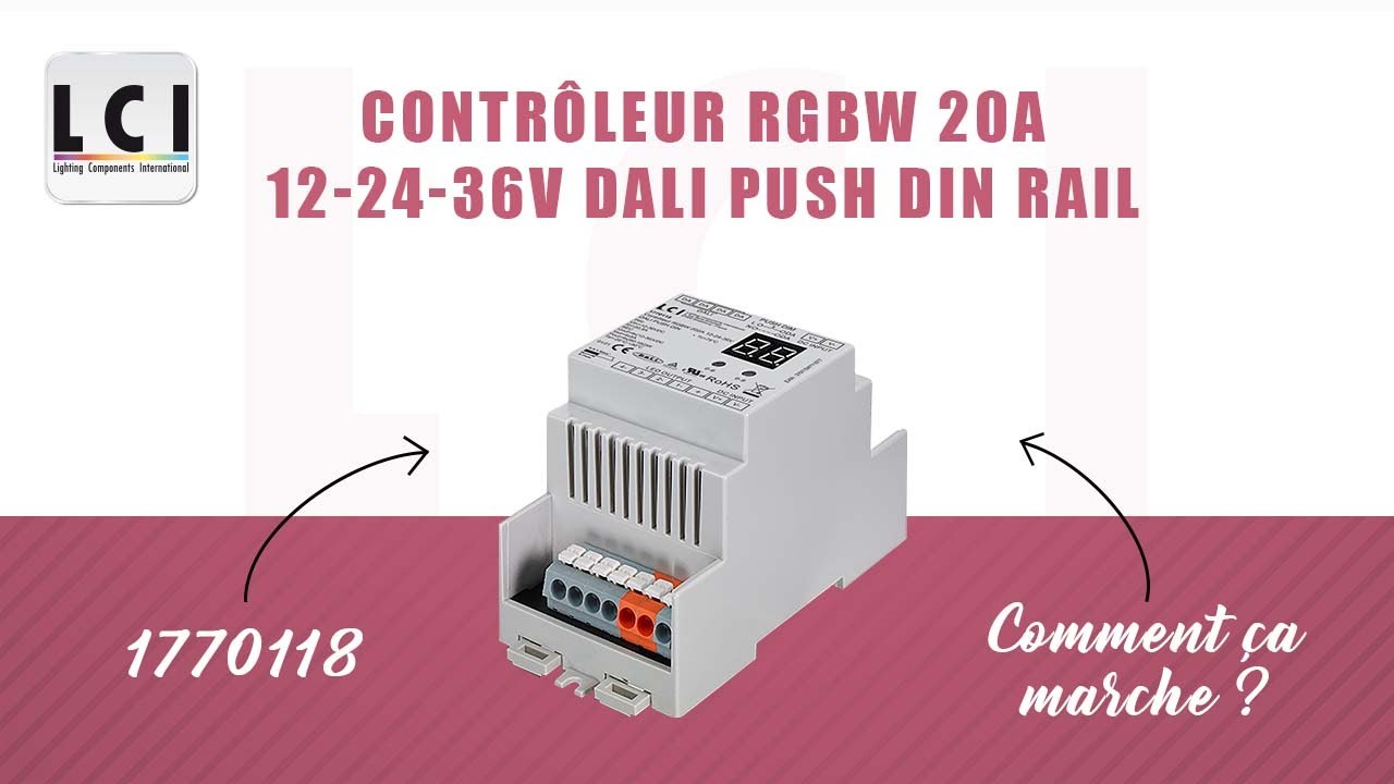 1770118 - Contr&ocirc;leur RGBW 20A 12-24-36V DALI PUSH DIN RAIL