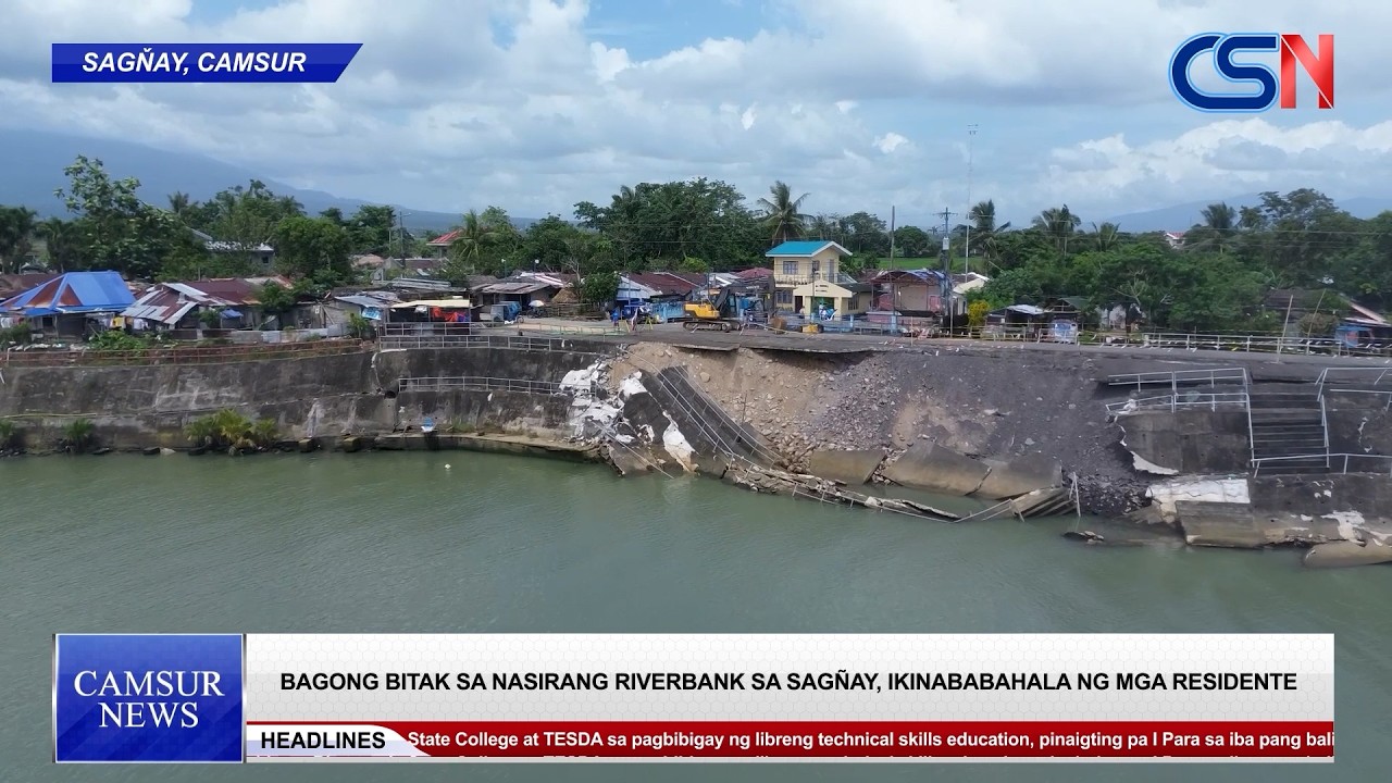 Bagong bitak sa nasirang riverbank sa Sagñay, ikinababahala ng mga residente