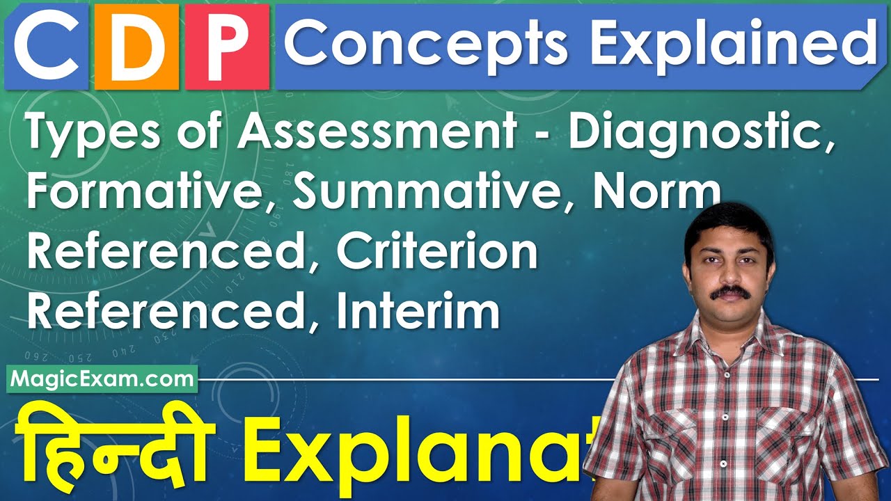 Assessment Types Diagnostic Formative Summative Referenced Interim CDP Concepts हिन्दी Explanation
