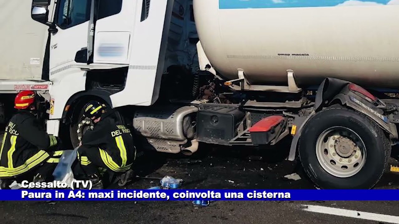 Cessalto (TV). Paura in A4: maxi incidente, coinvolta una cisterna 26.02.2026