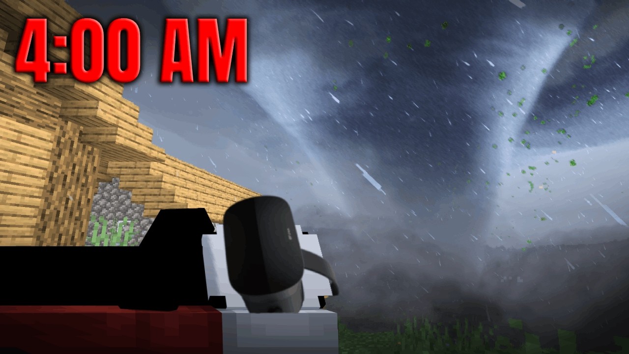 I Slept Overnight in VR Minecraft with Tornadoes