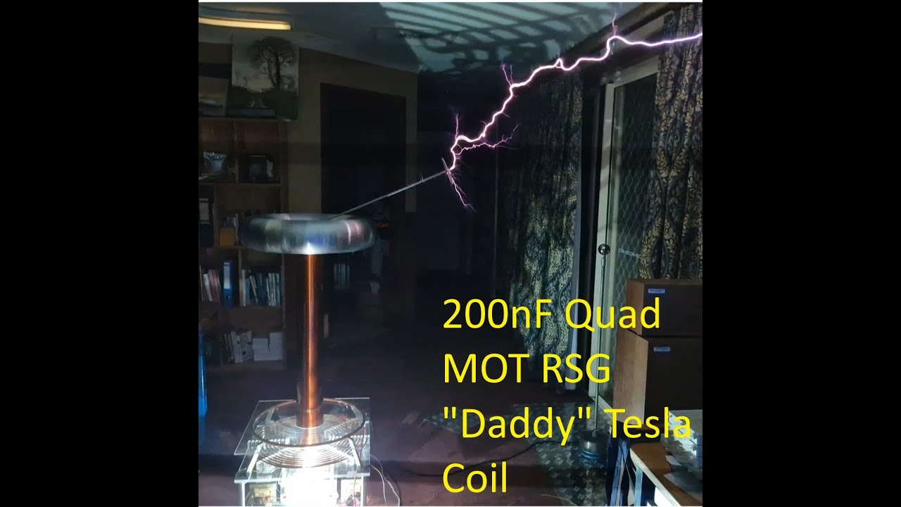 200nF Quad MOT Rotary Spark Gap Tesla Coil