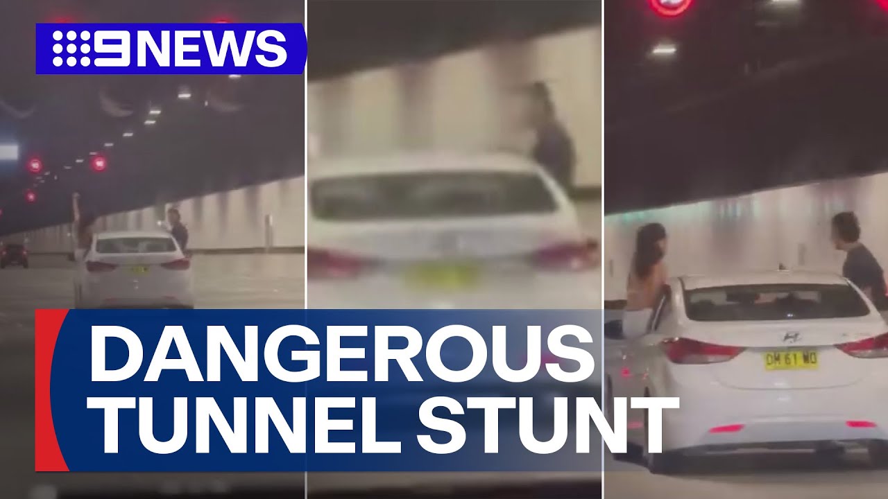 Three people hang out of windows in Sydney’s M8 tunnel | 9 News Australia