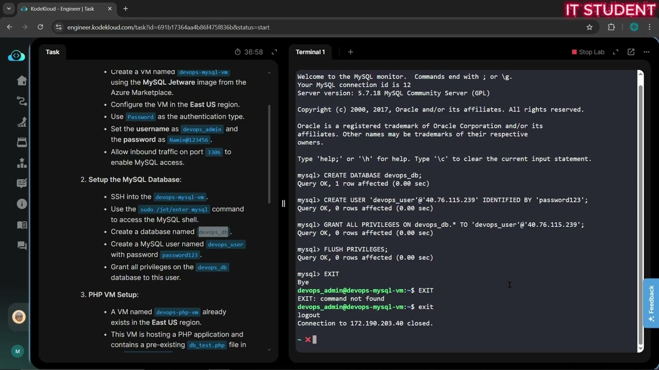 100 days of cloud Azure Day37 Setting Up MySQL on a Virtual Machine in Azure