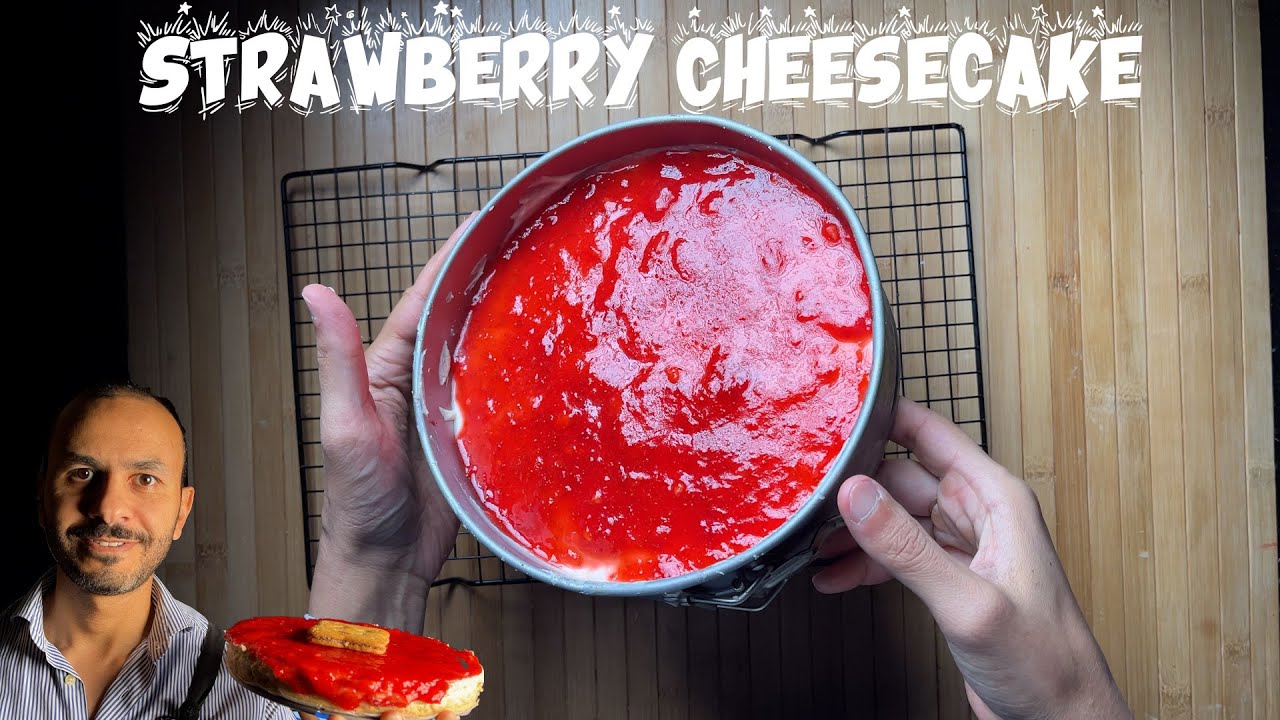 تشيز كيك بالفراولة بدون فرن وبدون بيض 🍓🍰     No-Bake Strawberry Cheesecake | No Oven, No Eggs