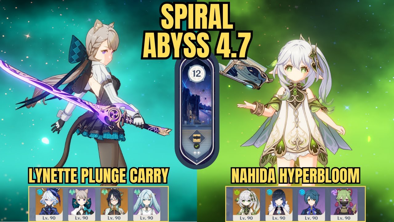 C6 Lynette Plunge Carry & C0 Nahida Hyperbloom | Spiral Abyss Floor 12 v4.7 | Genshin Impact