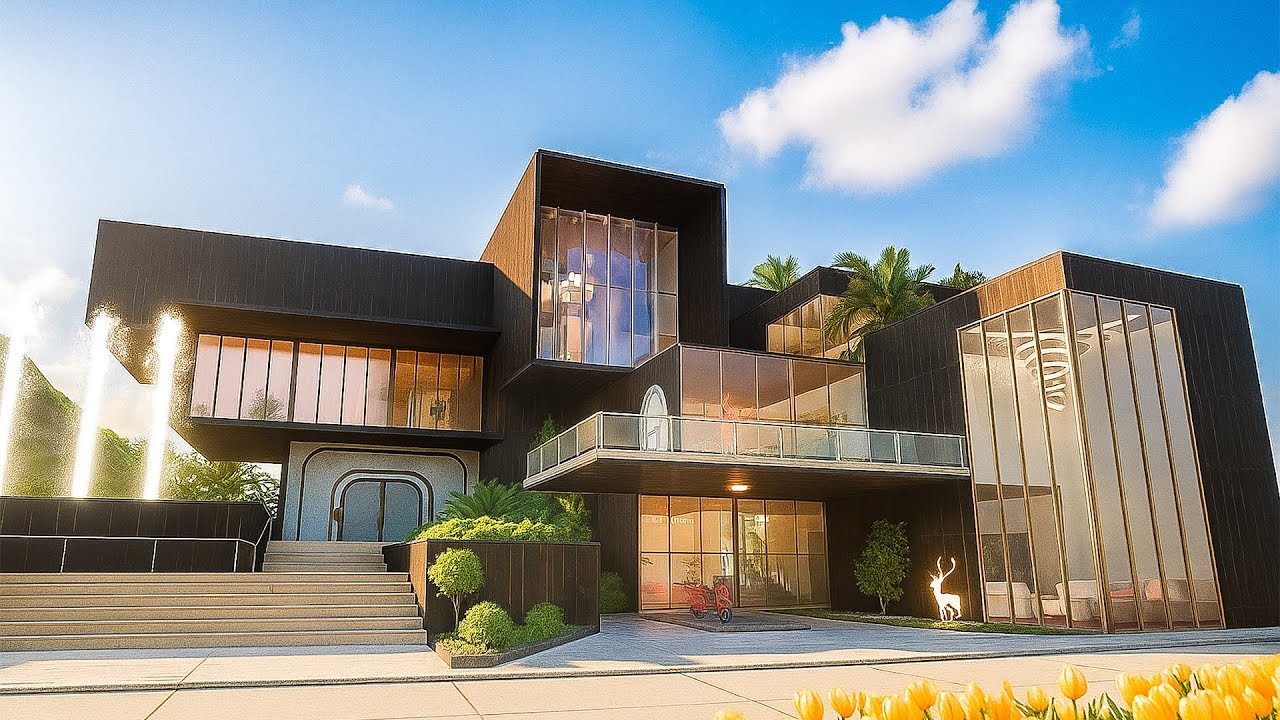 PUBG Mobile Level 30 House Design 🏡 | Black & Gold Luxury Villa with Fountains (4K Ultra Build)