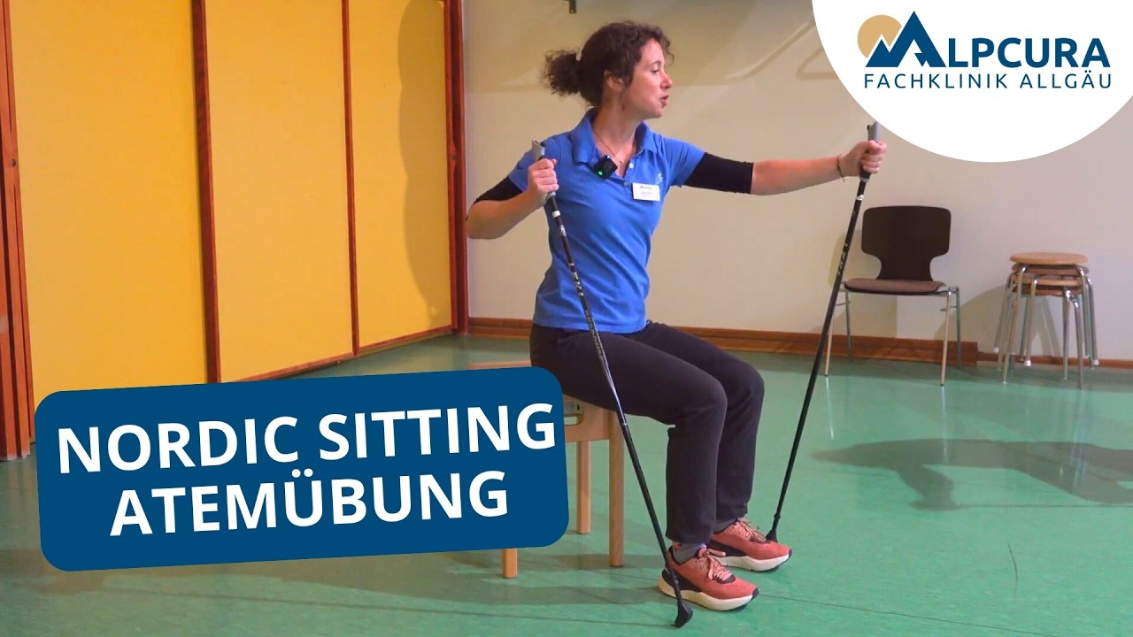 Nordic Sitting Atemübung mit Stöcken