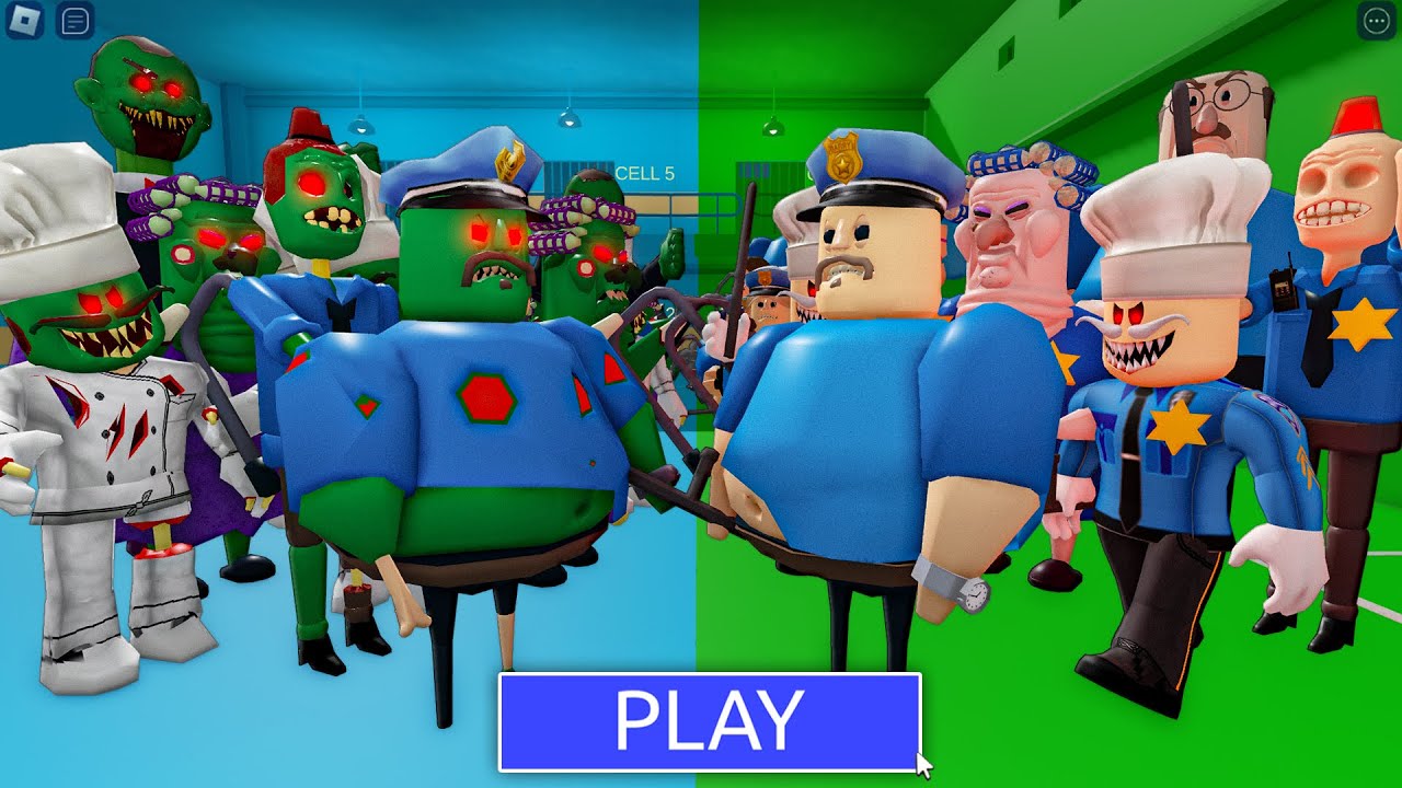 972.922 ZOMBIES Vs 231.059 POLICE in BARRY'S PRISON RUN! New Scary Obby (#Roblox)